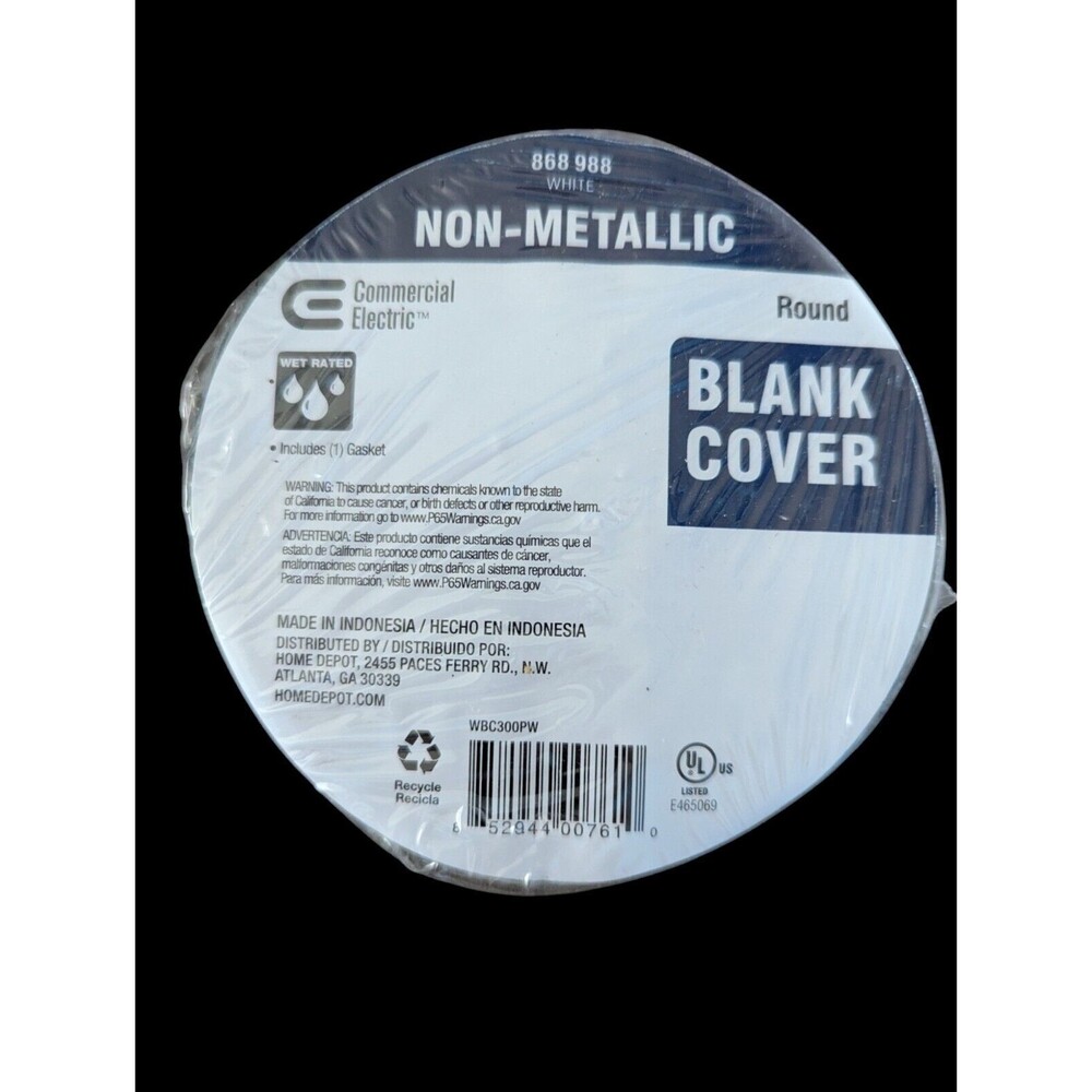 Commercial Electric Weatherproof Round Blank Cover PVC White 4 WBC300PW w/Gasket